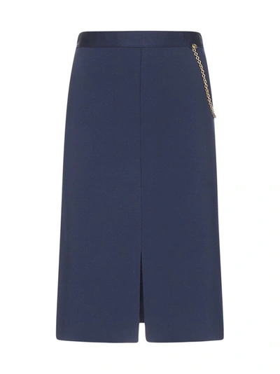 Shop Givenchy Chain Detail Pencil Skirt In Blue