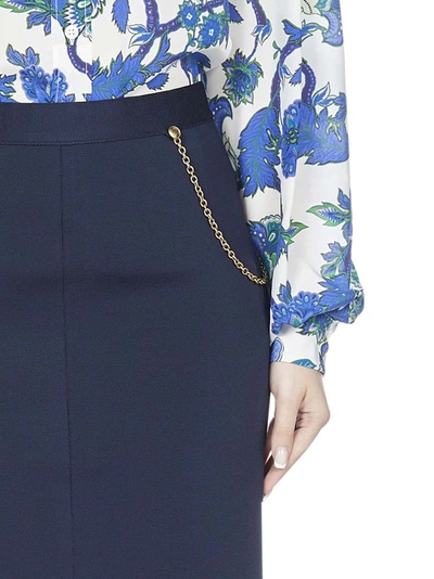 Shop Givenchy Chain Detail Pencil Skirt In Blue