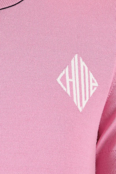 Shop Chloé Monogram Logo Knitted Top In Pink