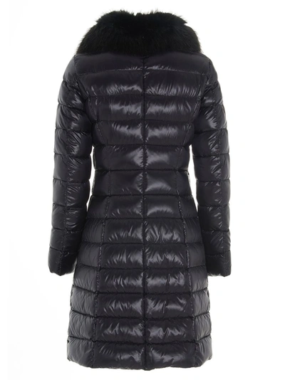 Shop Herno Elisa Fur Trimmed Padded Coat In Black