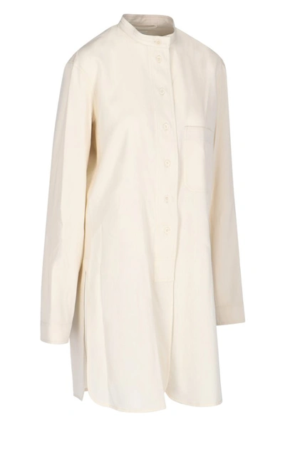 Shop Lemaire Buttoned Shirt Dress In White
