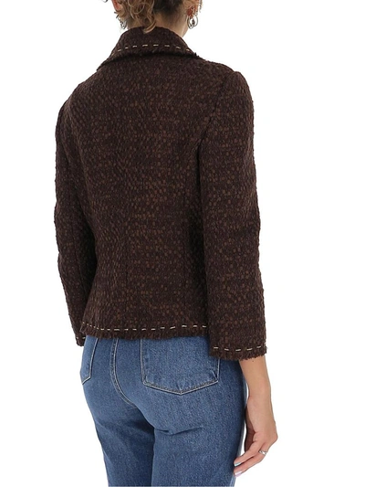 Shop Dolce & Gabbana Cropped Tweed Jacket In Brown