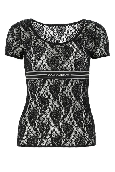 Shop Dolce & Gabbana Lace Top In Black