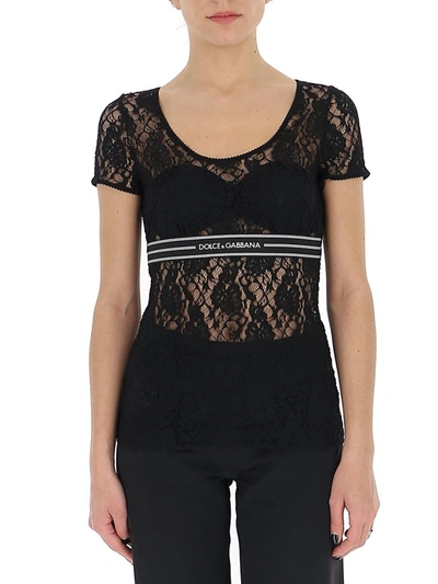 Shop Dolce & Gabbana Lace Top In Black