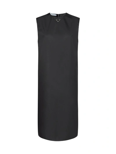 Shop Prada Sleeveless Midi Dress In Black