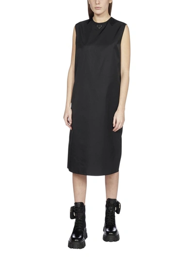 Shop Prada Sleeveless Midi Dress In Black