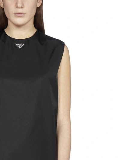 Shop Prada Sleeveless Midi Dress In Black