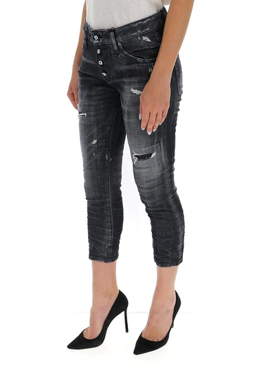 Shop Dsquared2 Cool Girl Distressed Cropped Jeans In Black