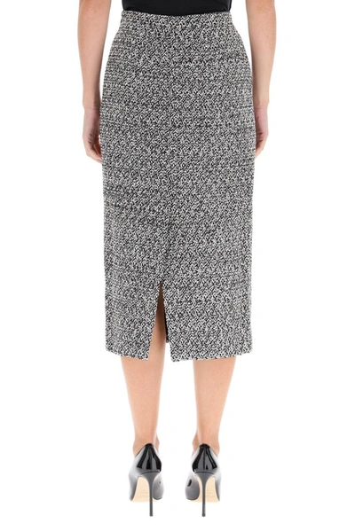Shop Alessandra Rich Tweed Midi Pencil Skirt In Grey