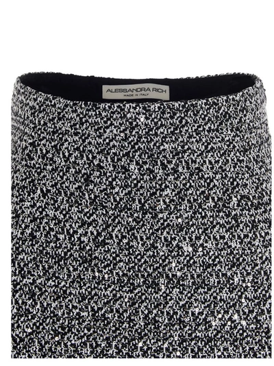 Shop Alessandra Rich Tweed Midi Pencil Skirt In Grey