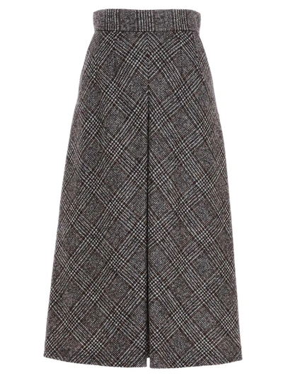 Shop Dolce & Gabbana Checked Flared Midi Skirt In Multi
