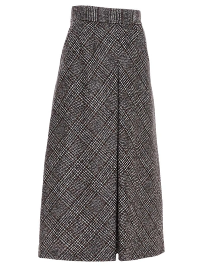 Shop Dolce & Gabbana Checked Flared Midi Skirt In Multi