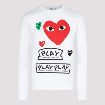 Shop Comme Des Garçons Play Graphic Print Long Sleeve T In White