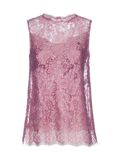 Shop Dolce & Gabbana Floral Lace Top In Pink