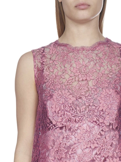 Shop Dolce & Gabbana Floral Lace Top In Pink