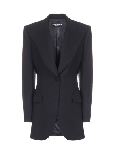 Shop Dolce & Gabbana Single Breasted Blazer In Black