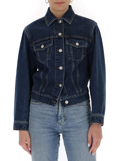 Shop Alexander Mcqueen Side Stripe Denim Jacket In Blue