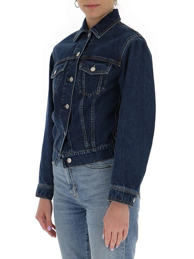 Shop Alexander Mcqueen Side Stripe Denim Jacket In Blue