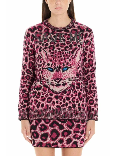 Shop Alberta Ferretti Save Me Leopard Knitted Sweater In Multi