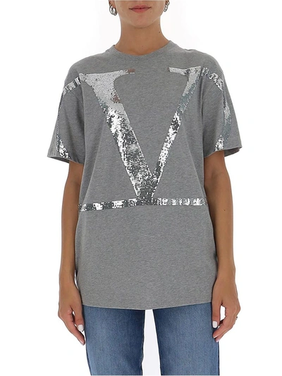 Shop Valentino Sequin In Grey