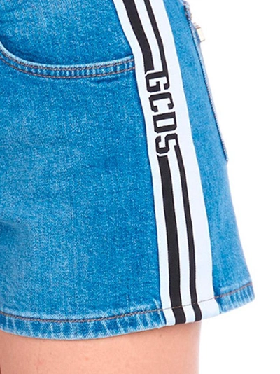 Shop Gcds Logo Stripe Mini Shorts In Blue