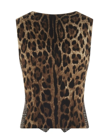 Shop Dolce & Gabbana Prince Of Wales Leopard Patterned Vest In Multi