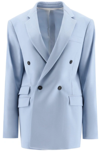 Shop Stella Mccartney Double Breasted Blazer In Blue