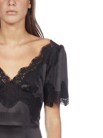 Shop Dolce & Gabbana Lace Trim Top In Black