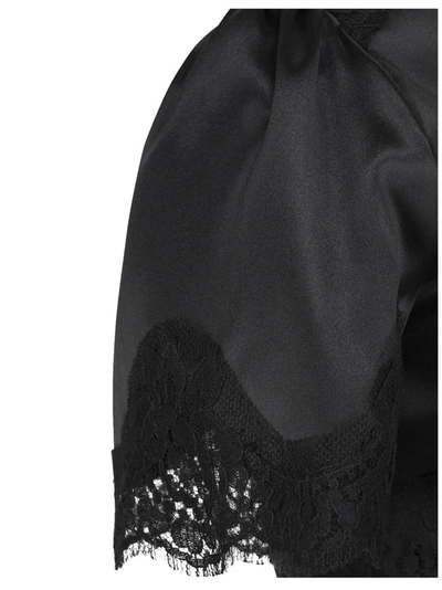 Shop Dolce & Gabbana Lace Trim Top In Black