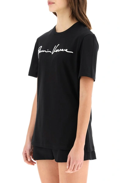 Shop Versace Gv Signature Embroidered T In Black