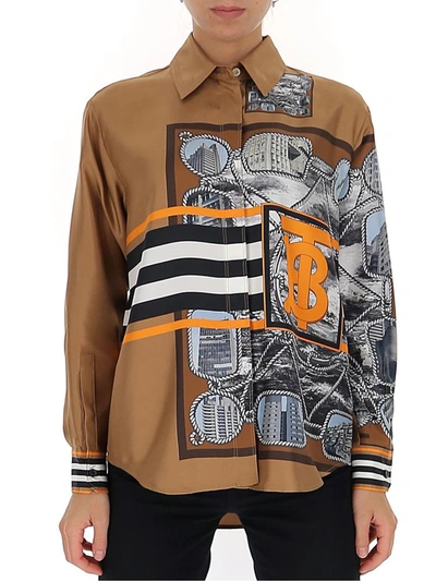 Shop Burberry Graphic Logo Printed Shirt In Multi