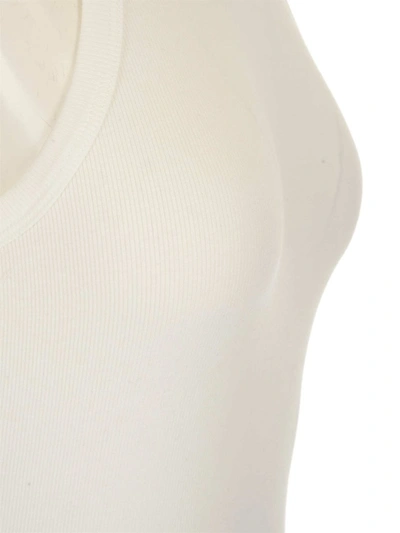 Shop Agolde High Neck Racerback Bodysuit In White