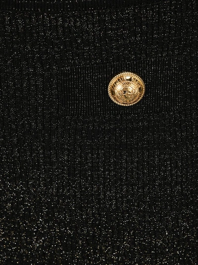 Shop Balmain Button Detail Metallic Midi Skirt In Black