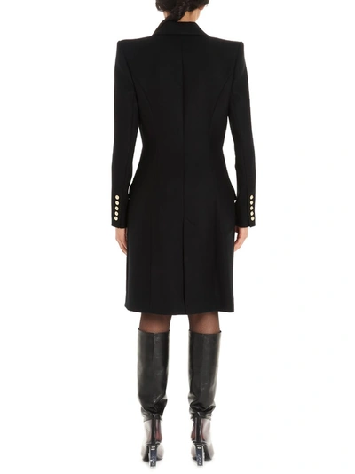 Shop Balmain Structured Shoulder Tailored Coat In Black