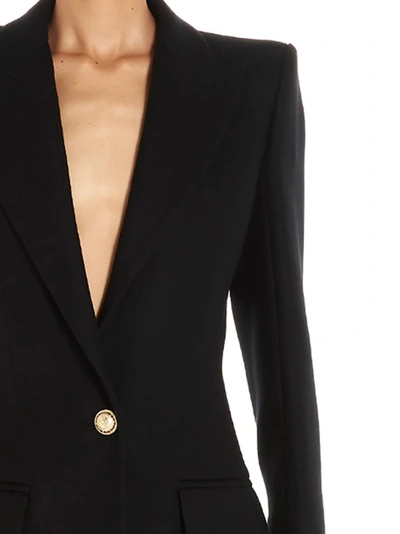 Shop Balmain Structured Shoulder Tailored Coat In Black