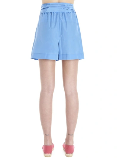 Shop Kenzo Front Drape Shorts In Blue