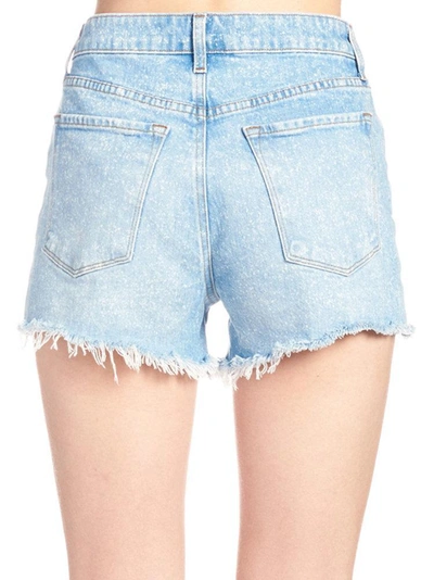 Shop J Brand Ripped Hem Mini Shorts In Blue