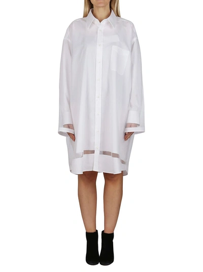 Shop Maison Margiela Panelled Shirt Dress In White