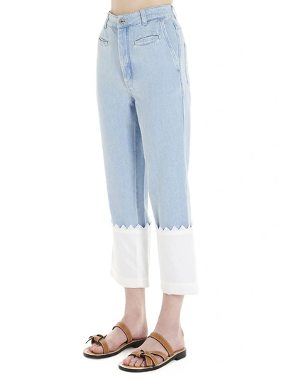 Shop Loewe Flared Cropped Jeans In Blue