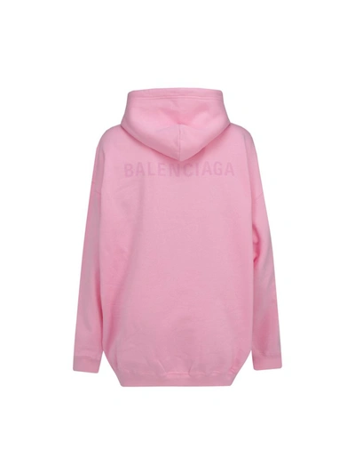 Shop Balenciaga Logo Printed Oversize Hoodie In Pink