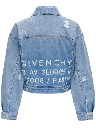 Shop Givenchy Vintage Logo Denim Jacket In Blue