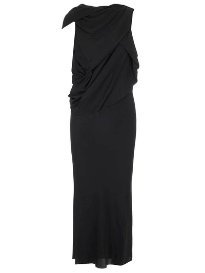 Shop Rick Owens Draped Sleeveless Dress In Black