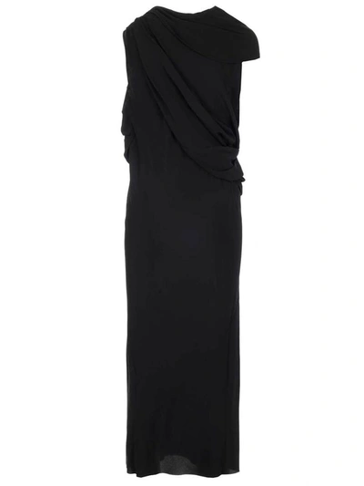 Shop Rick Owens Draped Sleeveless Dress In Black