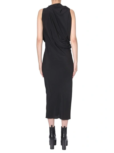 Shop Rick Owens Draped Sleeveless Dress In Black