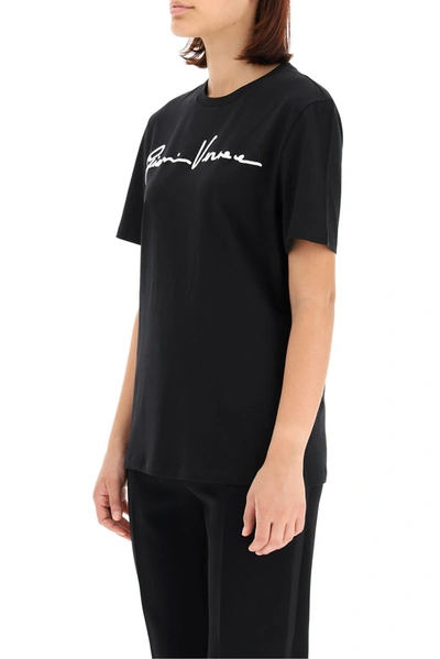 Shop Versace Embroidered Gv Signature T In Black