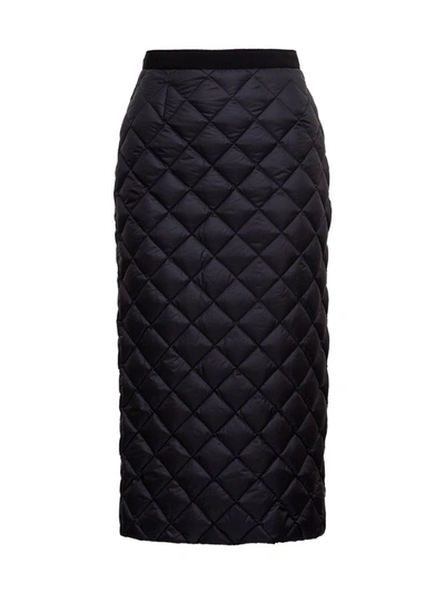 Shop Moncler Quilted Pencil Skirt In Black