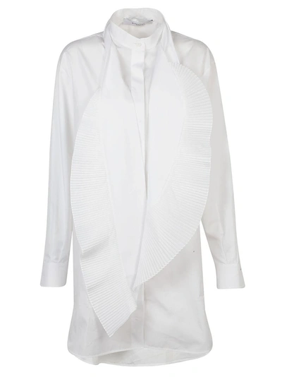 Shop Givenchy Pleated Asymmetric Shirt Dress In White