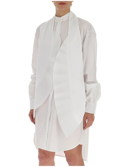 Shop Givenchy Pleated Asymmetric Shirt Dress In White