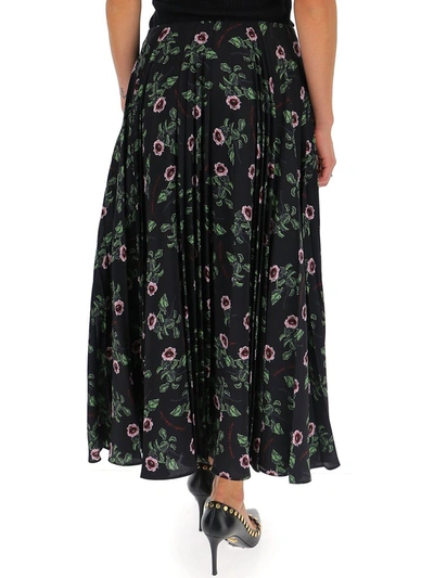 Shop Valentino Floral Pleated Maxi Skirt In Multi