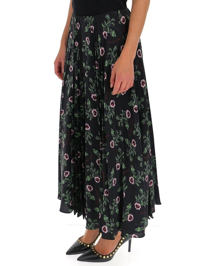 Shop Valentino Floral Pleated Maxi Skirt In Multi